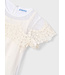 Mayoral Zomer jurk tule embroidery meisjes - bone wit