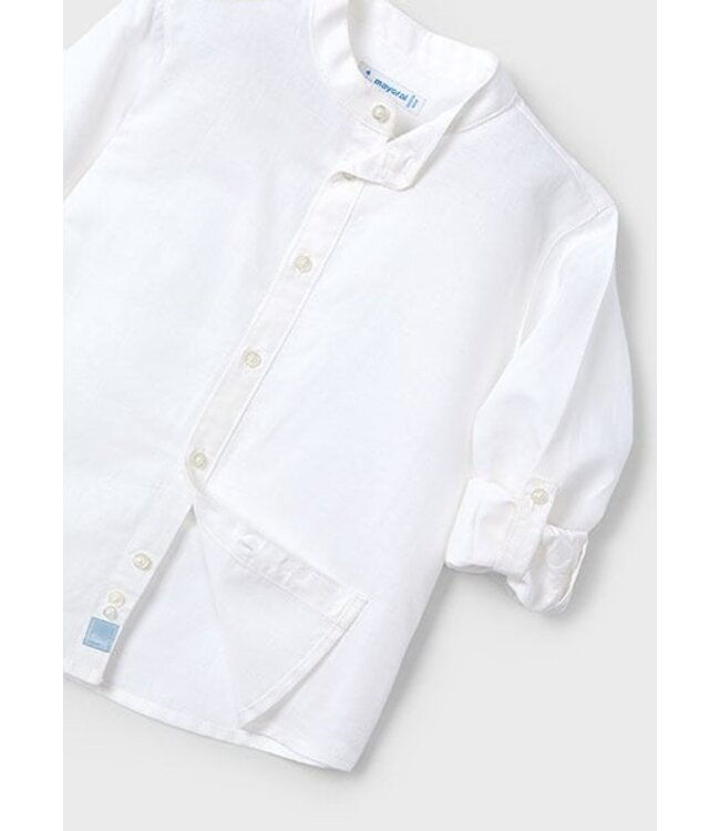 Mayoral Zomer polo shirt L/S mao kraag jongens - wit