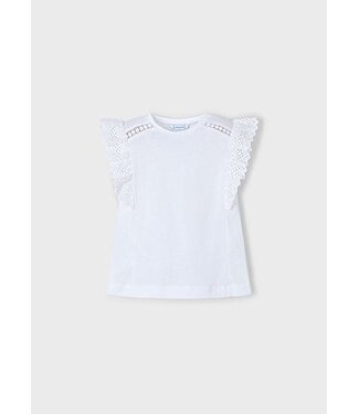 Mayoral Zomer t-shirt S/S crochet meisjes - wit