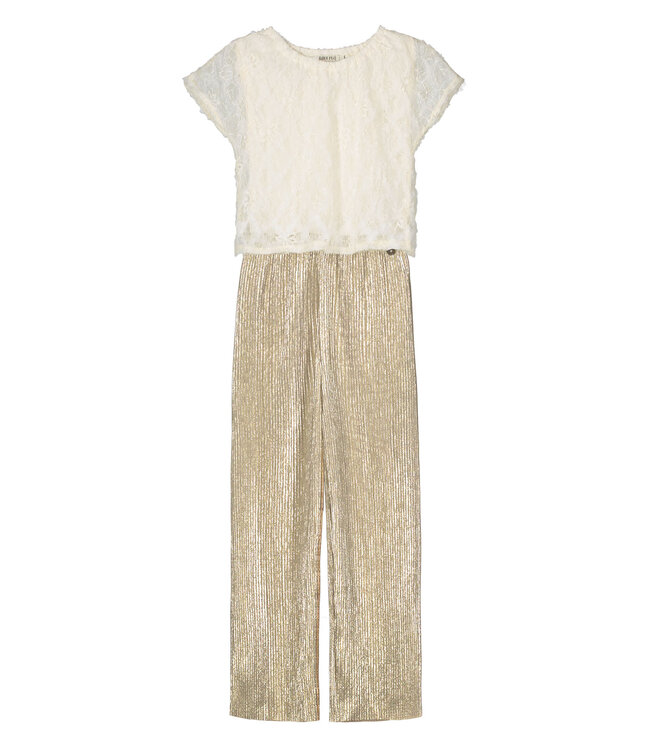 Like Flo Zomer jumpsuit meisjes Off wit - kant en plisse