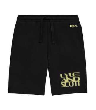 Lyle & Scott zomer sweat short jongens - Jet zwart - Formation Blur Graphic