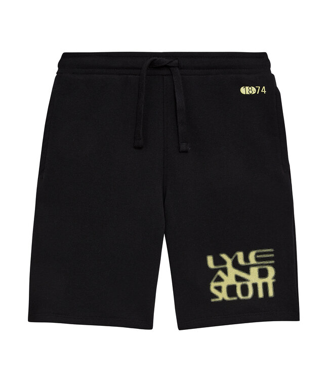 Lyle & Scott zomer sweat short jongens - Jet zwart - Formation Blur Graphic