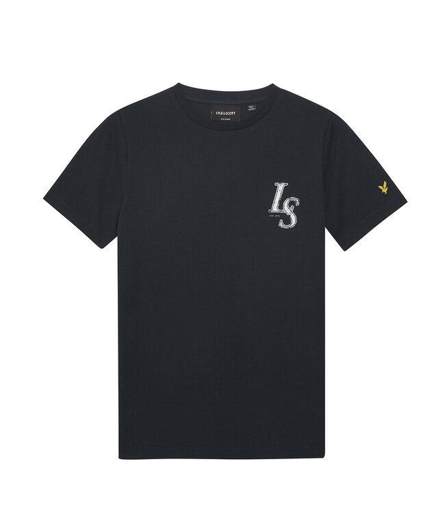 Lyle & Scott zomer t-shirt jongens - Navy blauw - Monogram print