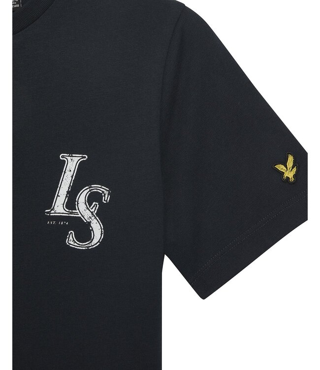 Lyle & Scott zomer t-shirt jongens - Navy blauw - Monogram print