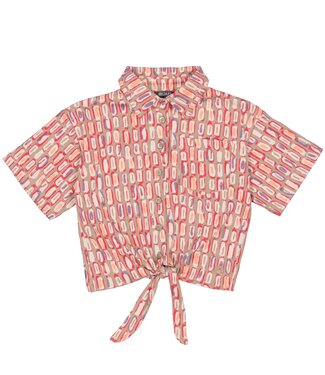 Quapi Zomer shirt meisjes - zand - AOP sketch -  Finette
