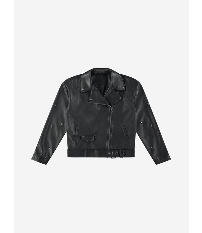 Nik&Nik zomer biker jasje meisjes - zwart - Eyelet