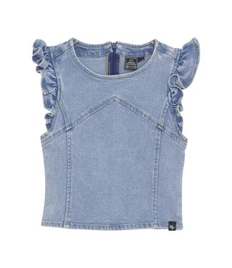 Indian Blue Jeans Zomer top meisjes - licht blauw - ruffel - denim