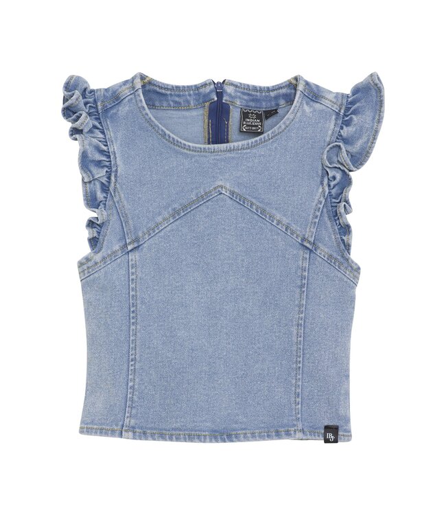 Indian Blue Jeans Zomer top meisjes - licht blauw - ruffel - denim
