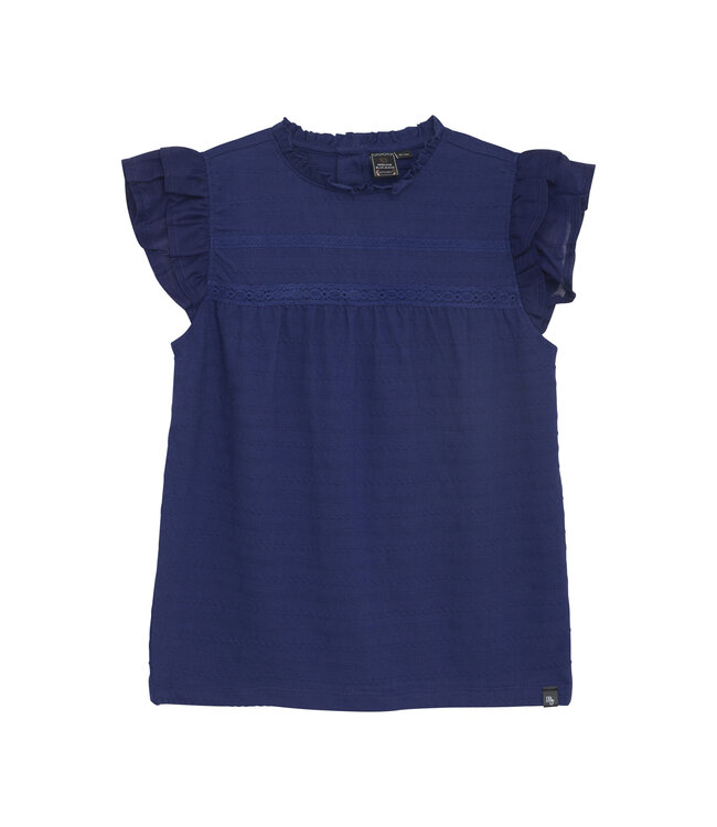 Indian Blue Jeans Zomer T-shirt S/S meisjes - navy blauw - ruffel
