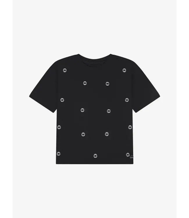 Nik&Nik zomer t-shirt meisjes - zwart - Eyelet