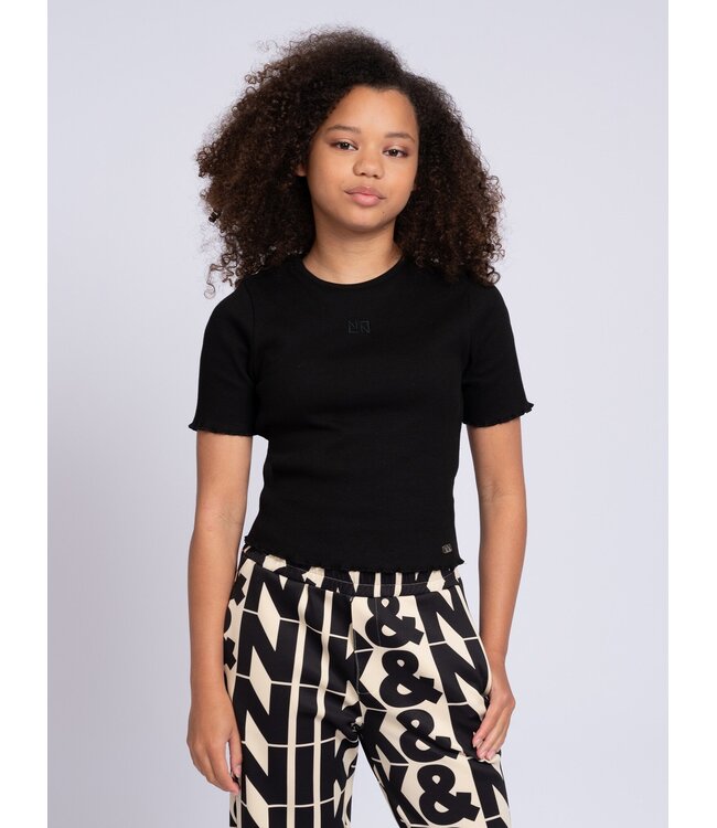 Nik&Nik zomer rib top meisjes - zwart - Sylvia