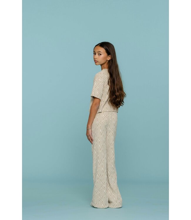 Geisha zomer broek meisjes - jacquard - zand / off wit