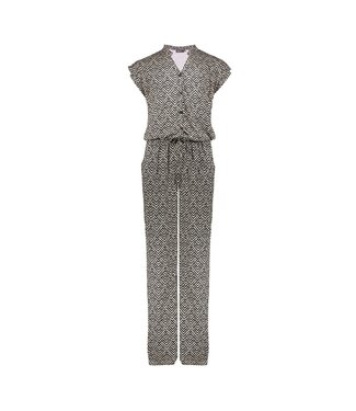 Geisha zomer jumpsuit meisjes - AOP - zwart / off wit