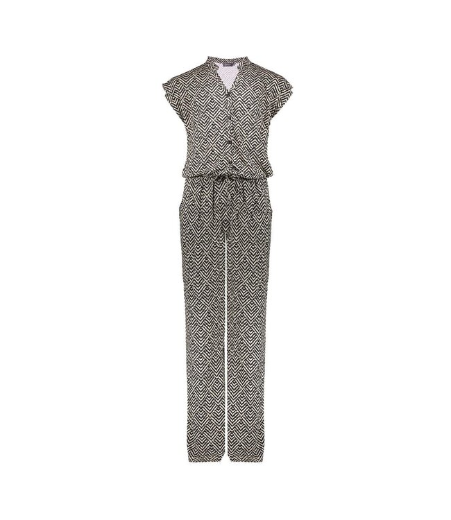 Geisha zomer jumpsuit meisjes - AOP - zwart / off wit