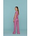 Geisha zomer broek meisjes - wide - AOP - cassis / off white