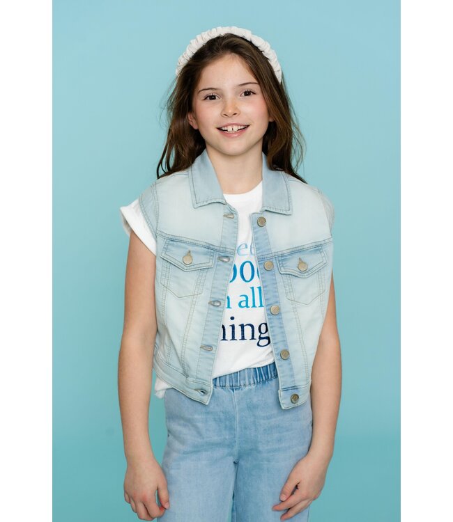 Geisha zomer gilet meisjes - jogg jeans - bleached denim