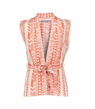 Geisha zomer gilet meisjes - fancy woven - oranje / off wit