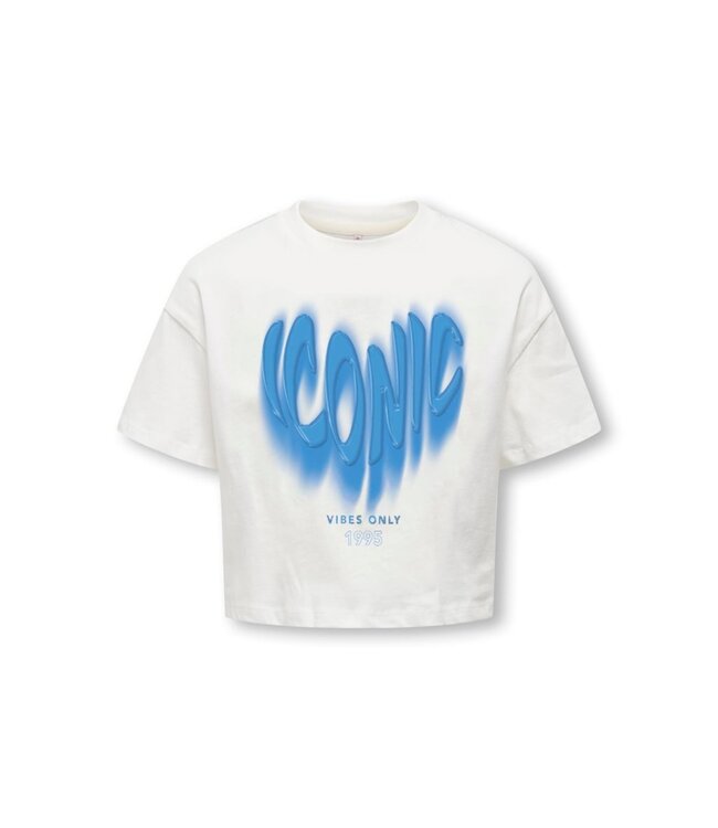 Kids ONLY zomer t-shirt S/S meisjes -  print - off wit - Kogdaphne