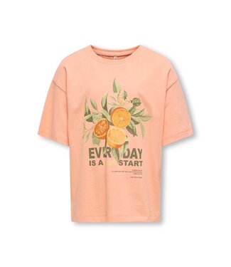 Kids ONLY zomer t-shirt S/S meisjes - loose fit - zalm roze - Koghelen