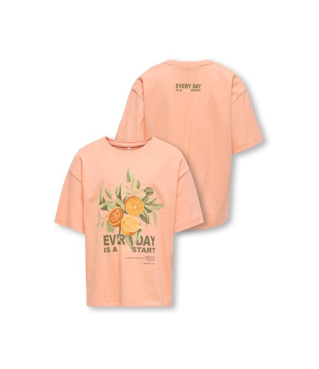 Kids ONLY zomer t-shirt S/S meisjes - loose fit - zalm roze - Koghelen