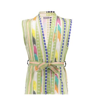 Geisha zomer gilet meisjes - fancy woven - groen / lime