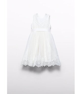 Abel & Lula Zomer jurk tule embroidery meisjes - creme wit