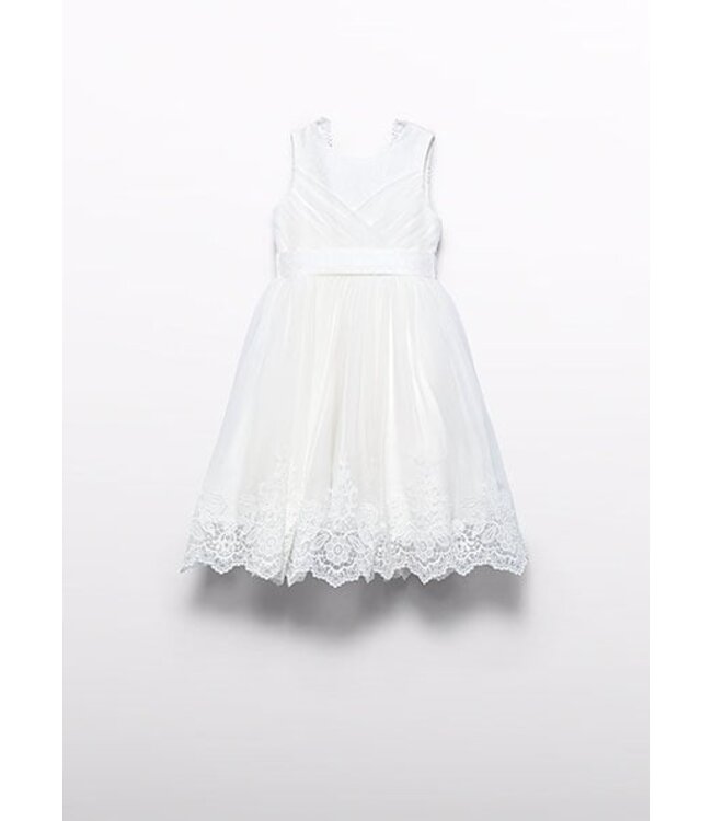 Abel & Lula Zomer jurk tule embroidery meisjes - creme wit