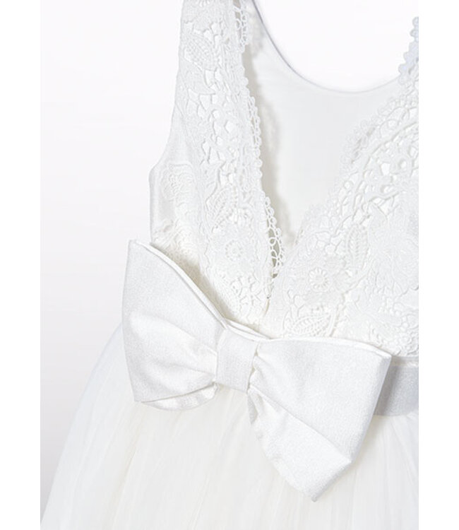 Abel & Lula Zomer jurk tule embroidery meisjes - creme wit