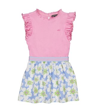 Quapi Zomer jurk meisjes - blauw - AOP bloemen -  Fabienne