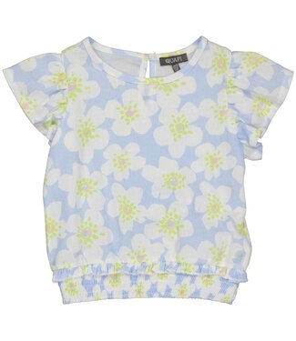 Quapi Zomer shirt meisjes - blauw - AOP bloemen -  Feona