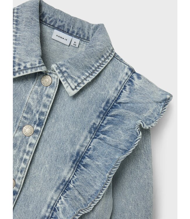 Name it zomer spijkerjas meisjes - licht blauw bleached denim - Nkflana