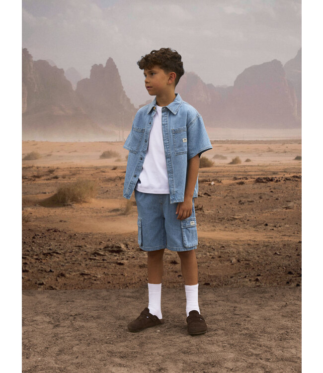 Name it zomer jeans short jongens - cargo - licht blauw denim - Nkmryan