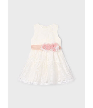 Mayoral Zomer jurk velours meisjes - natural wit