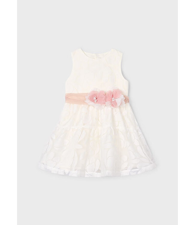Mayoral Zomer jurk velours meisjes - natural wit