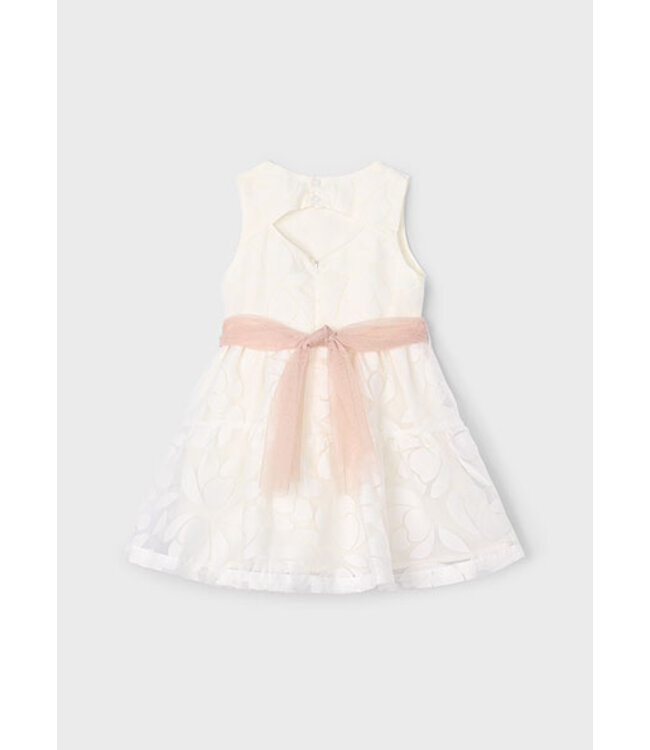 Mayoral Zomer jurk velours meisjes - natural wit