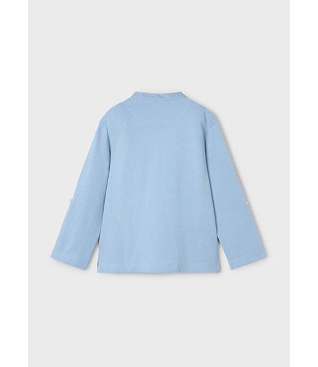 Mayoral Zomer polo shirt L/S mao kraag jongens - parel wit