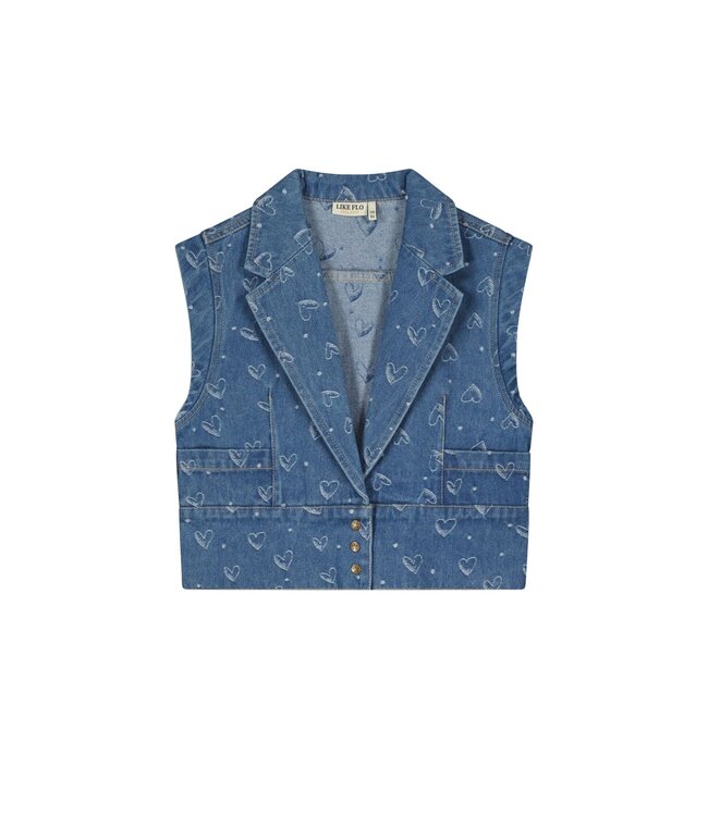 Like Flo zomer gilet meisjes - denim blauw - Danique