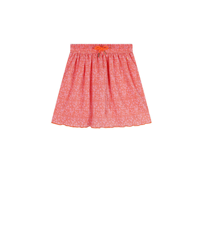 NoNo zomer rok meisjes - oranje koraal - Daisy AOP, plissee - Norah
