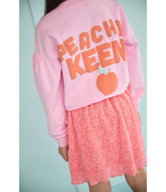 NoNo zomer rok meisjes - oranje koraal - Daisy AOP, plissee - Norah