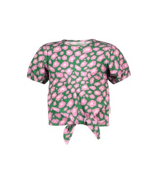 B.Nosy zomer top meisjes - groen/roze AOP - knoop - Bobbi