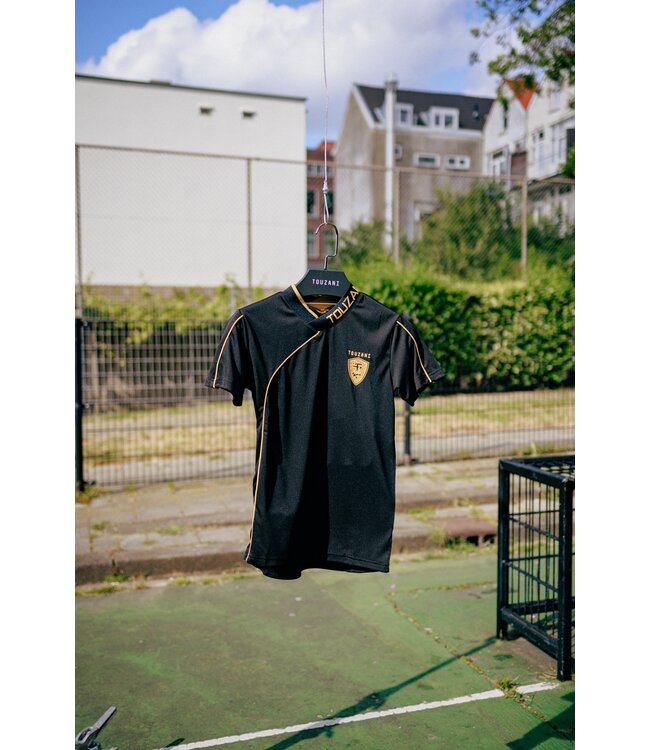 Touzani zomer voetbal shirt jongens - zwart - Kohaku