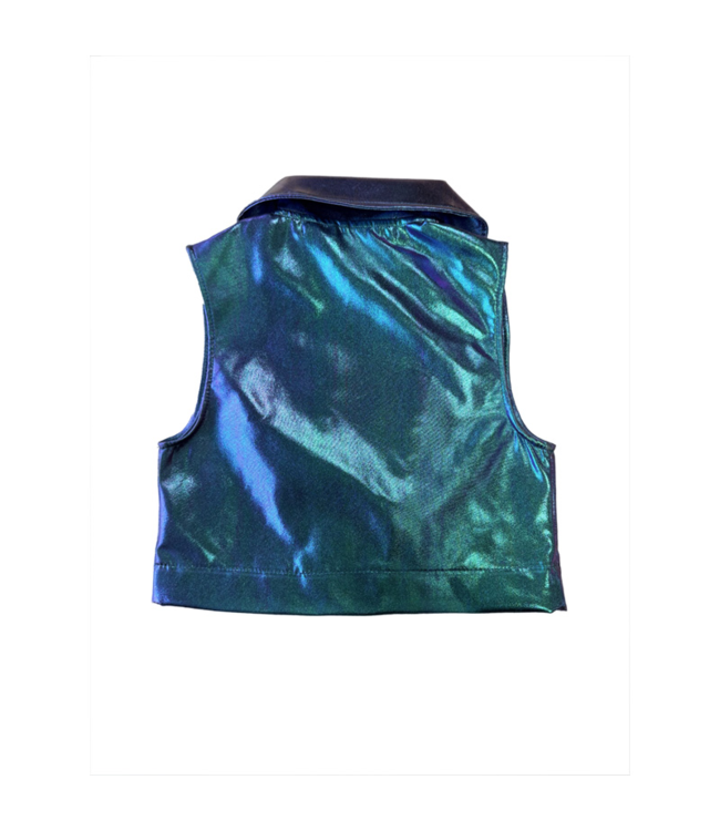 Dutch Dream denim zomer gilet metallic - blauw - Bara