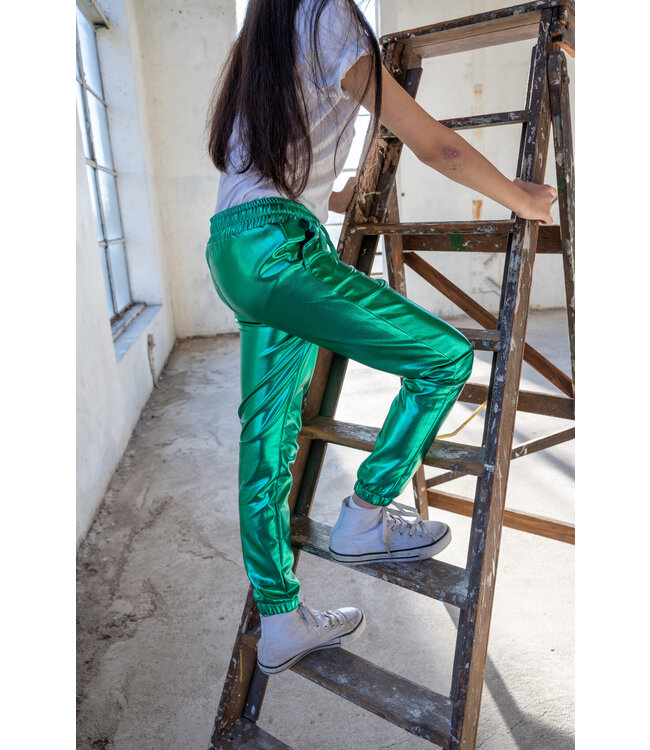 Dutch Dream denim zomer broek metallic - groen - Kisiwa