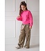 Like Flo zomer broek meisjes - army groen - metallic, plisse - Fenna