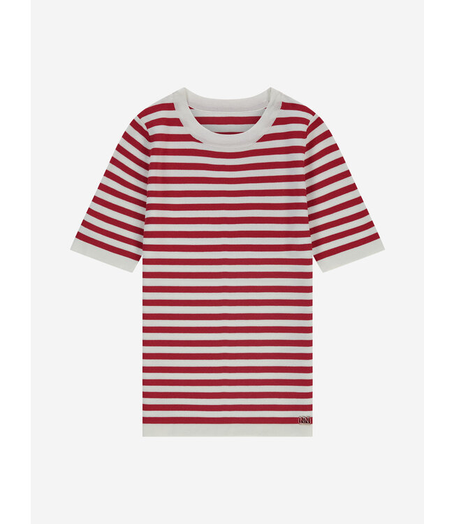 Nik&Nik zomer trui S/S gestreept meisjes - rood / off wit - Jolie