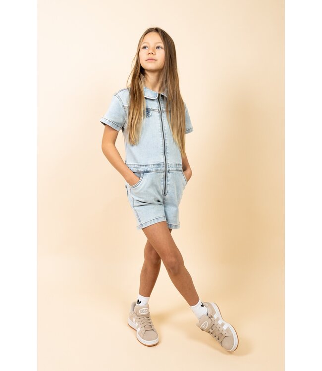 MAYCE zomer jeans jumpsuit meisjes - licht blauw denim
