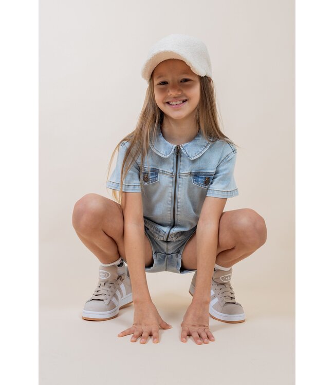 MAYCE zomer jeans jumpsuit meisjes - licht blauw denim