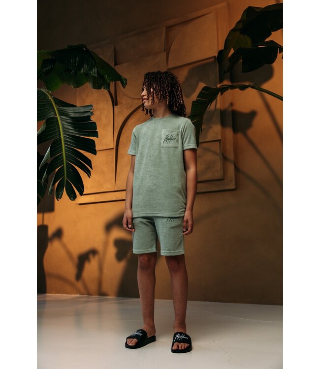 Malelions Zomer short jongens - agave groen - Signature - towelling