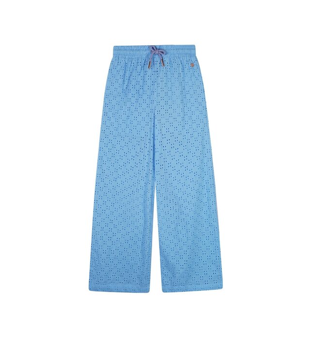 NoNo zomer palazzo broek meisjes - blauw - borduursel - Sunet
