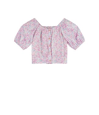 NoNo zomer blouse meisjes - blauw - cropped, AOP - Tomas